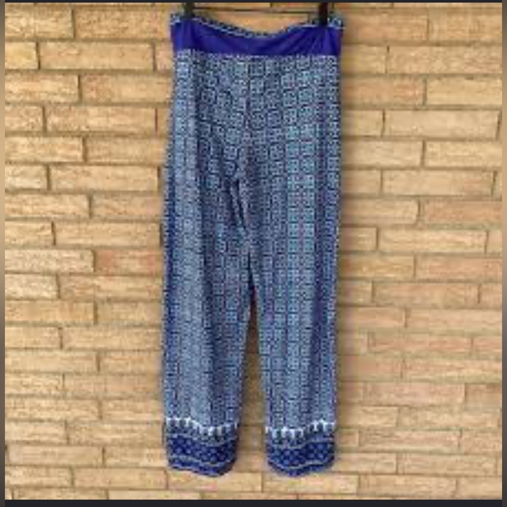 Trina Turk Blue and Teal Medallion Print Pants